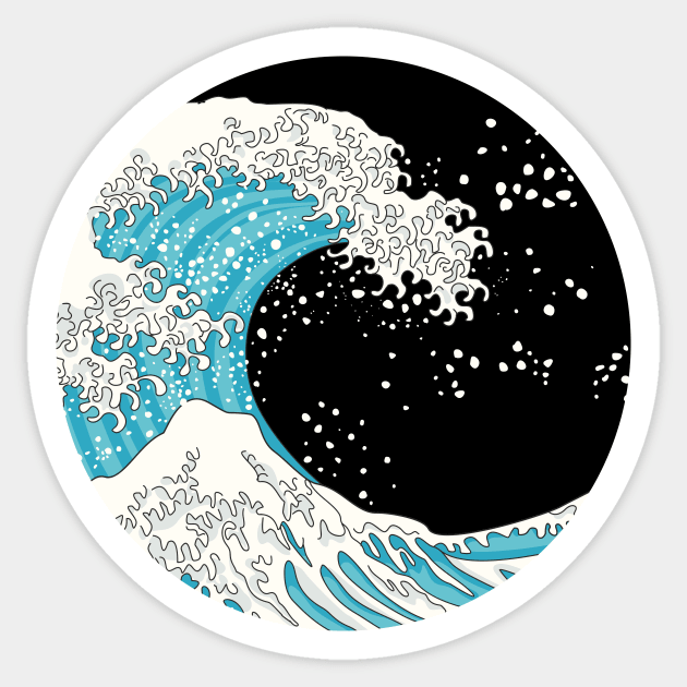 Great Wave of Kanagawa at Night Sticker by XOOXOO